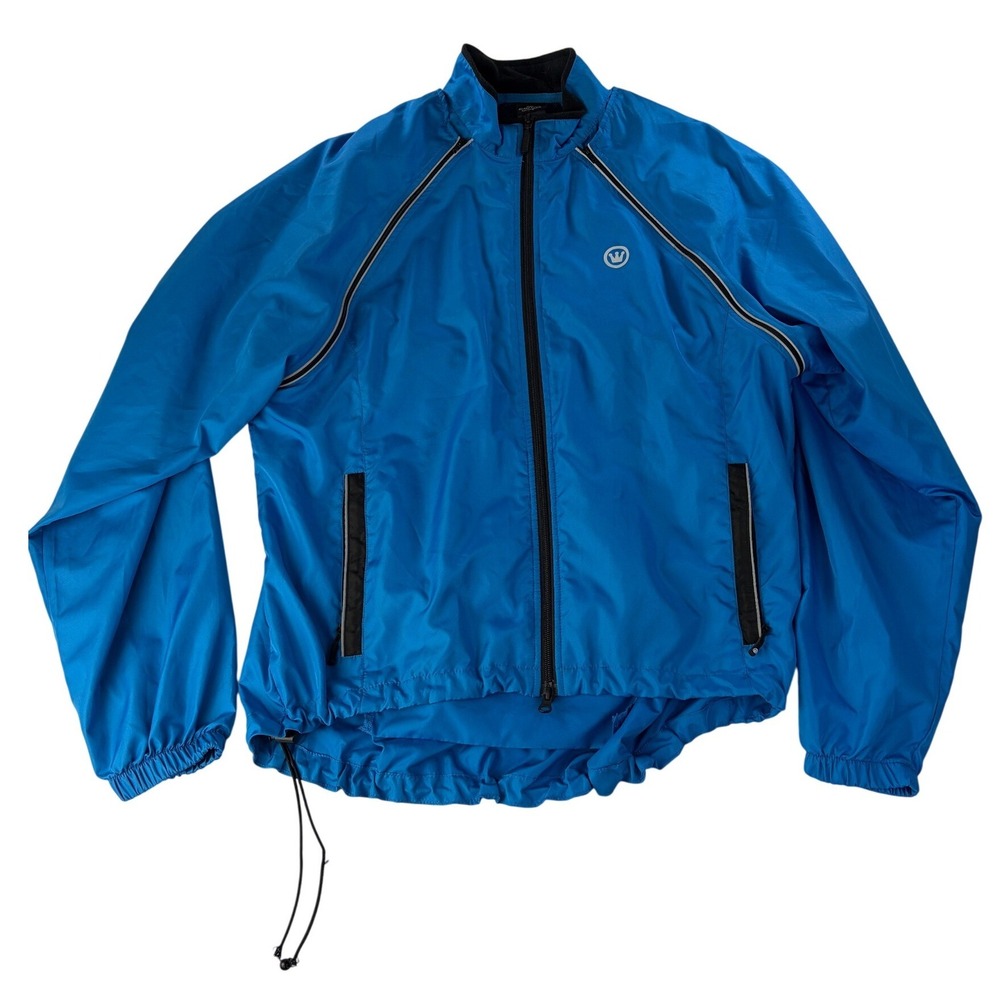 Canari Cycling Jacket Mens L Convertible Zip Off Sleeve to Vest Blue Zip Pocket